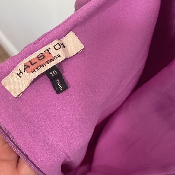 Halston Heritage Orchid Purple Cut Out High Neck Tie Open Back Maxi Gown Dress - Picture 9 of 10